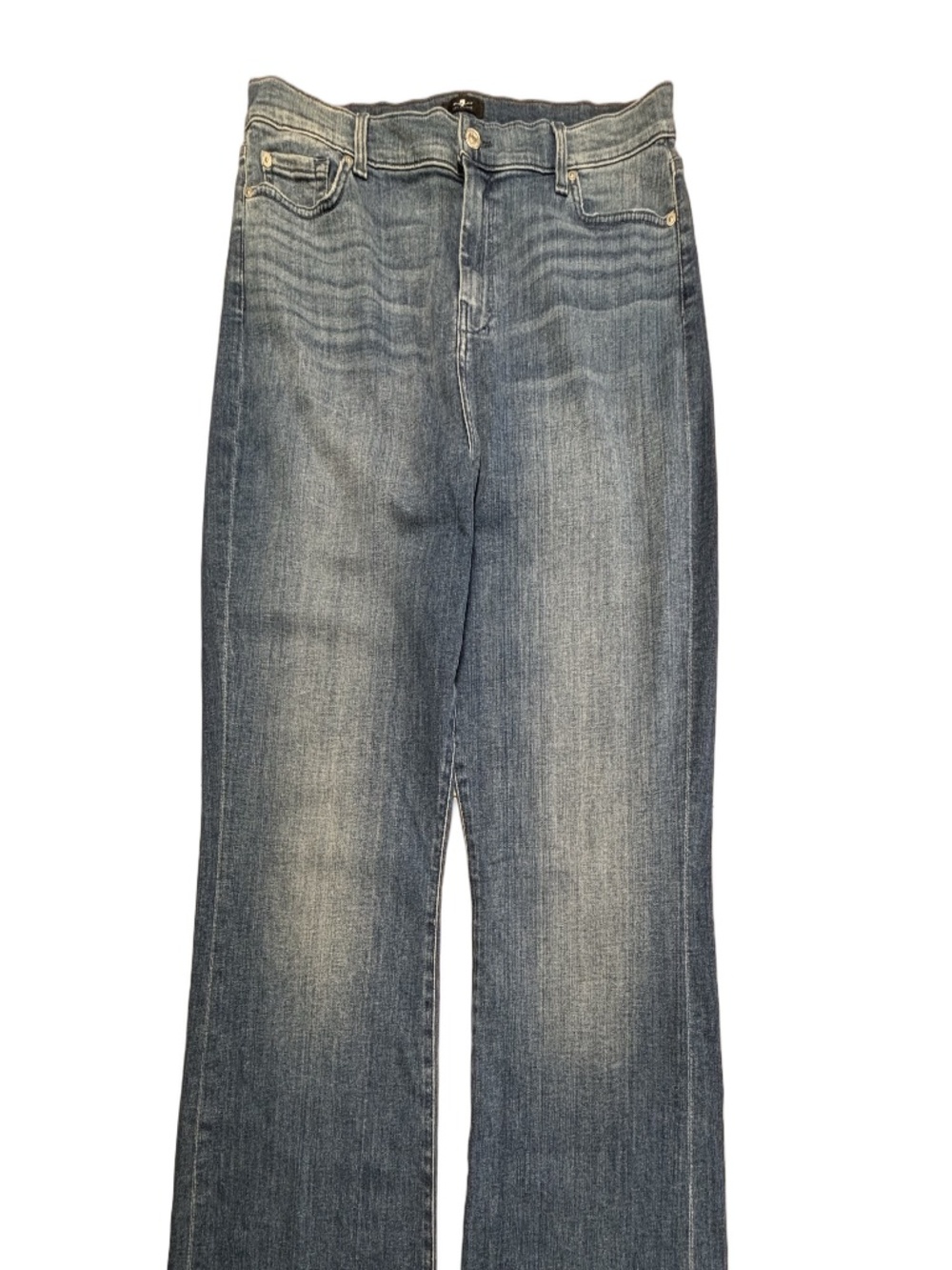 7 for all mankind women's dojo wide leg with subtle flare size 34, 33.5" inseam